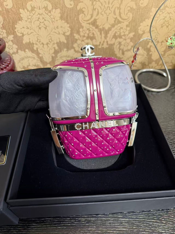 Chanel Limited Edition Pink Ski Gondola Swarovski Minaudiere