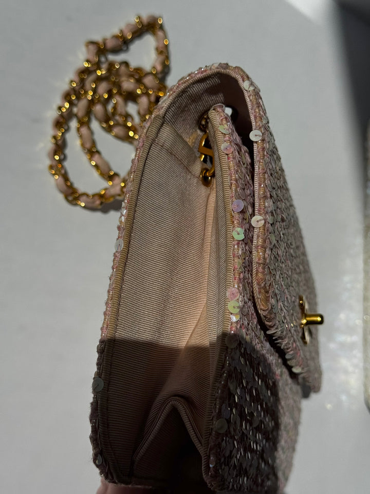 Chanel 1992 Medium Pink Sequin Flap Bag