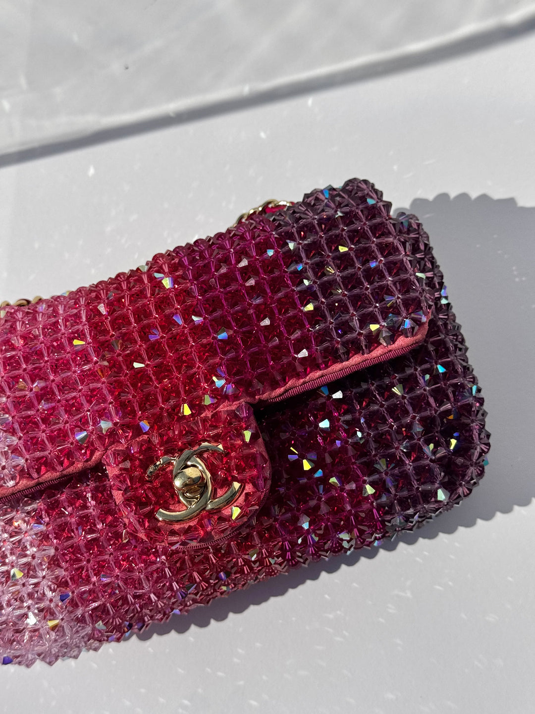 Chanel Pink Ombre Crystal Mini Flap