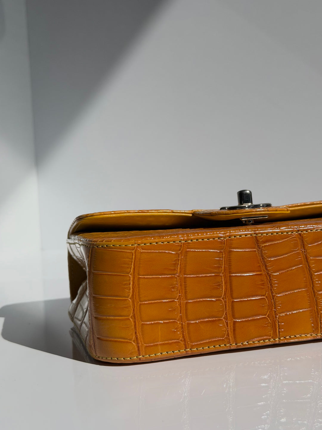 Chanel Mini Flap Orange & Yellow Ombre Alligator Silver Hardware 2014