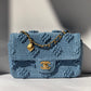 Chanel 24P Blue Braided Raffia Mini Flap Bag