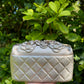 Chanel Metallic Pink and Rose Gold Lambskin Camellia Rose Appliqué Mini Flap Bag