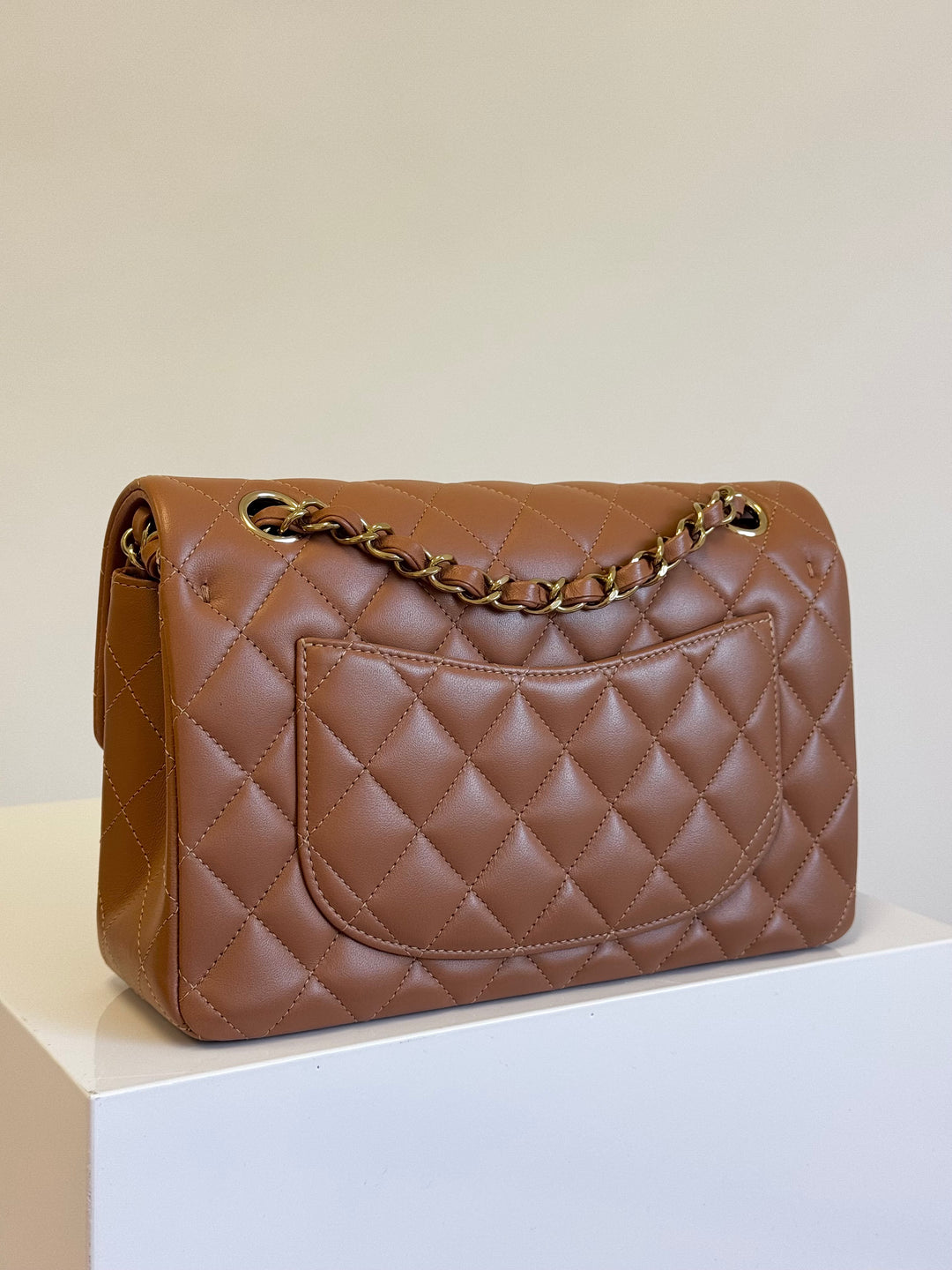 Chanel 22S Small Caramel Lambskin Classic Flap Bag + LGHW
