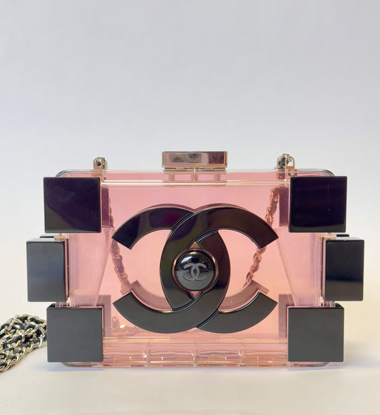 Chanel Plexiglass Pink Barcode Lego Minaudiere