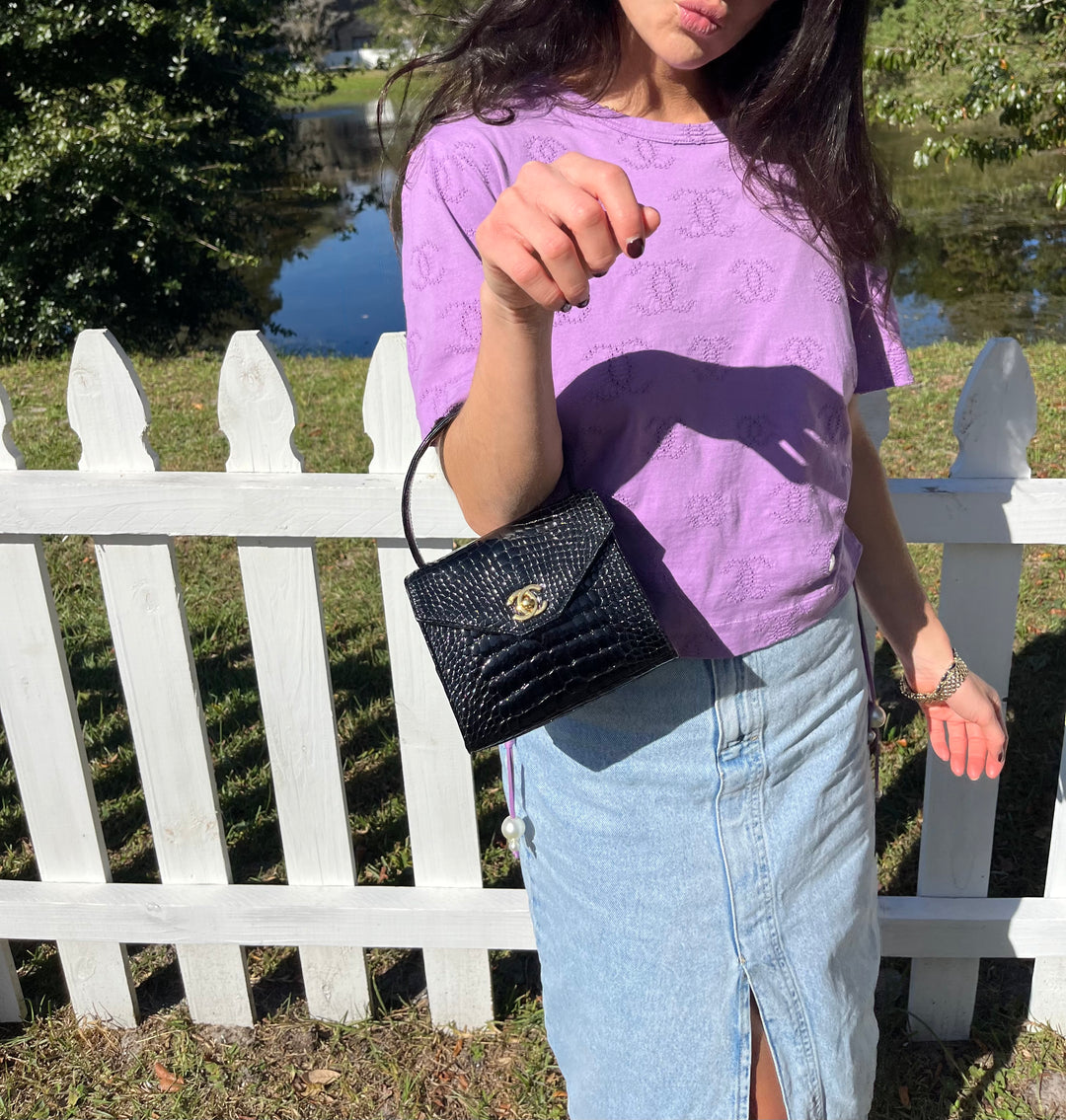 Chanel Vintage Mini Crocodile Kelly Flap Bag