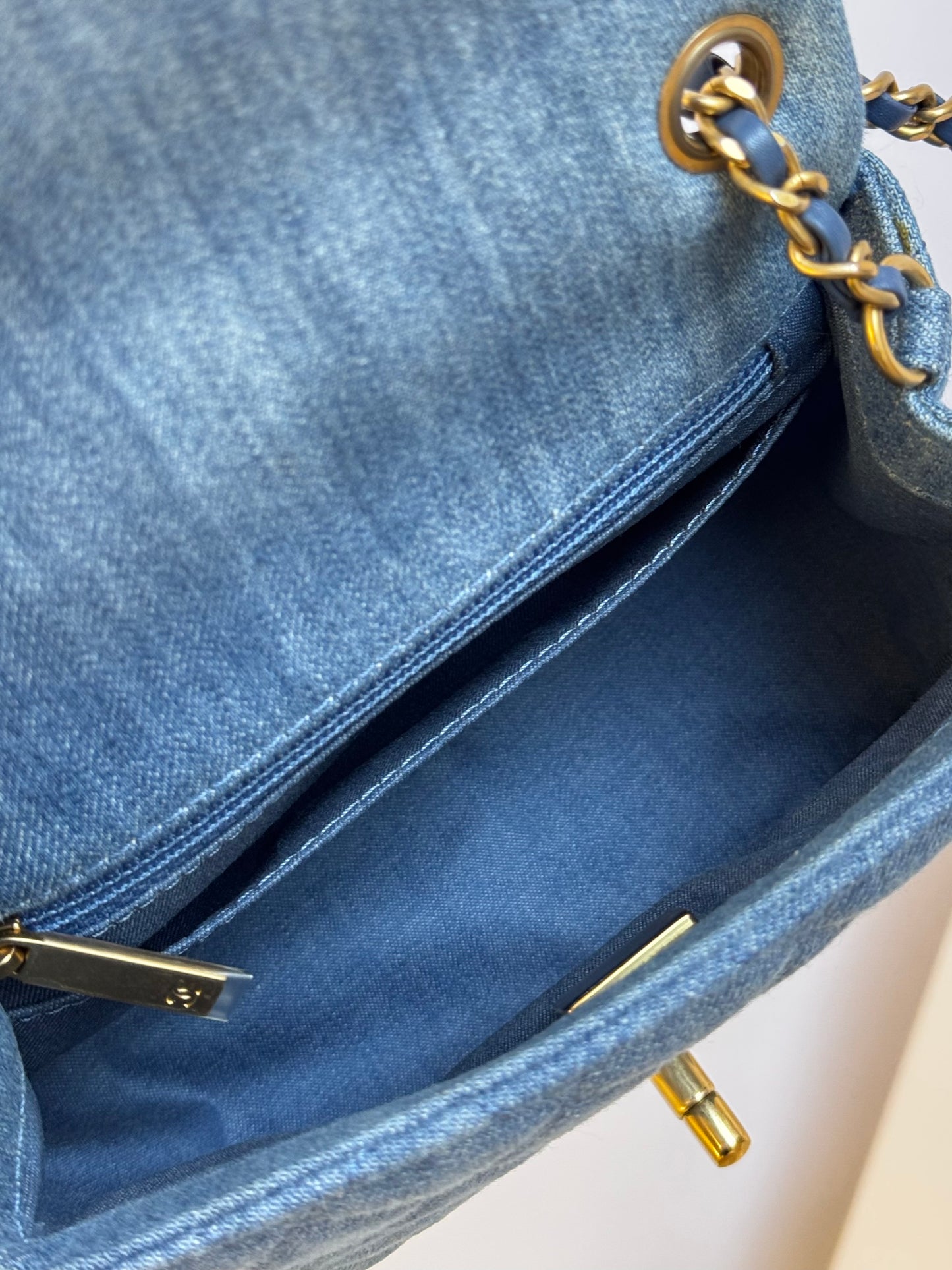 Chanel Denim Quilted Mini Pearl Crush Crossbody Bag