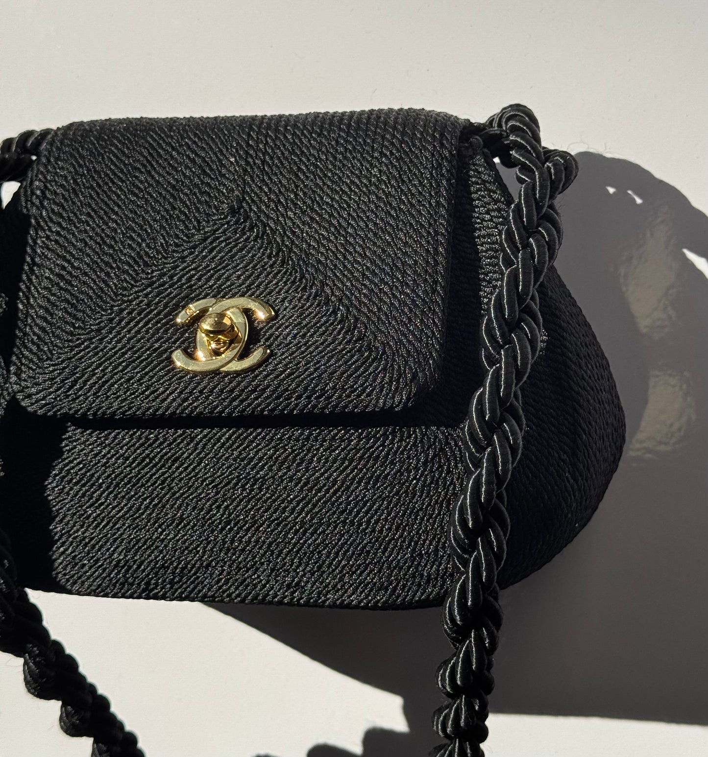 Chanel 1997 Limited Edition Black Cord Flap Bag