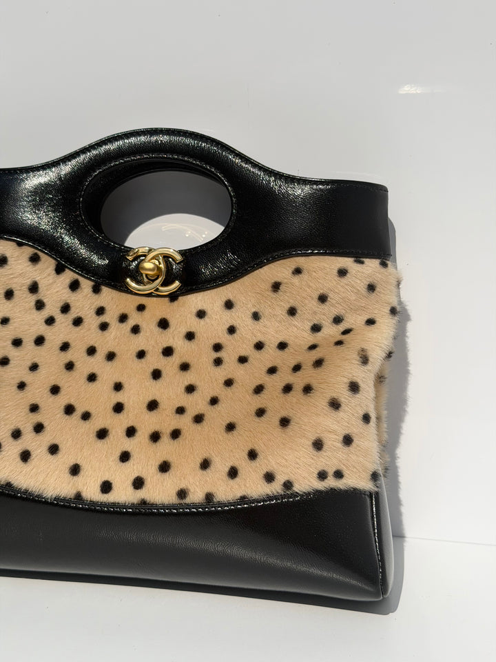 Chanel 31 Mini Shopper Cheetah Print Pony Hair & Black Shiny Lambskin Gold Hardware Métiers d’Art 2026
