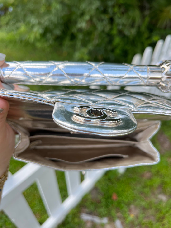 Chanel Around The World Silver Clutch Bag