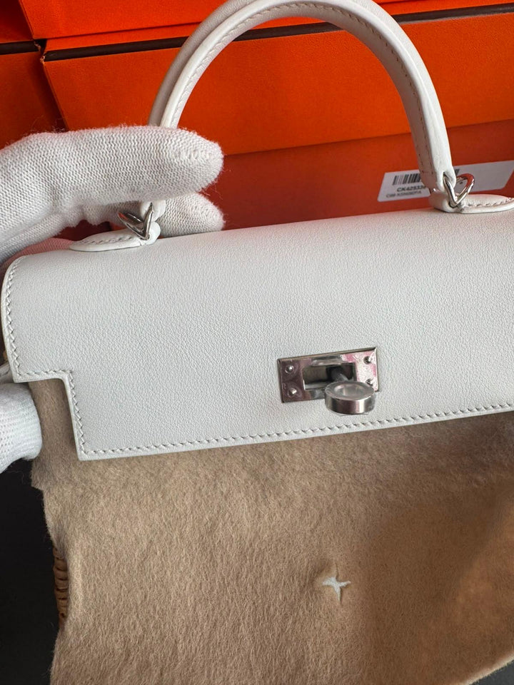 Hermès Mini Kelly Picnic Wicker New White Palladium Hardware 2020