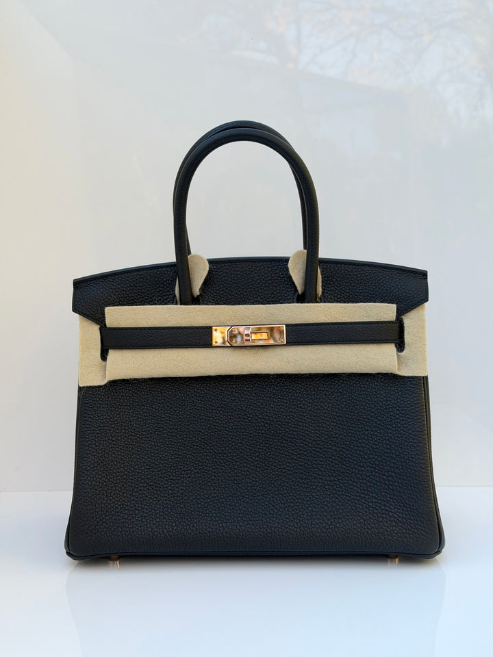 Hermès Birkin 30 — Noir Togo with Rose Gold Hardware
