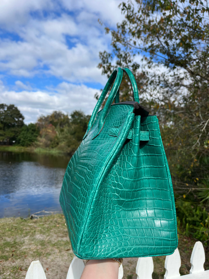 Hermes Malachite Matte Croc Birkin 35 PHW
