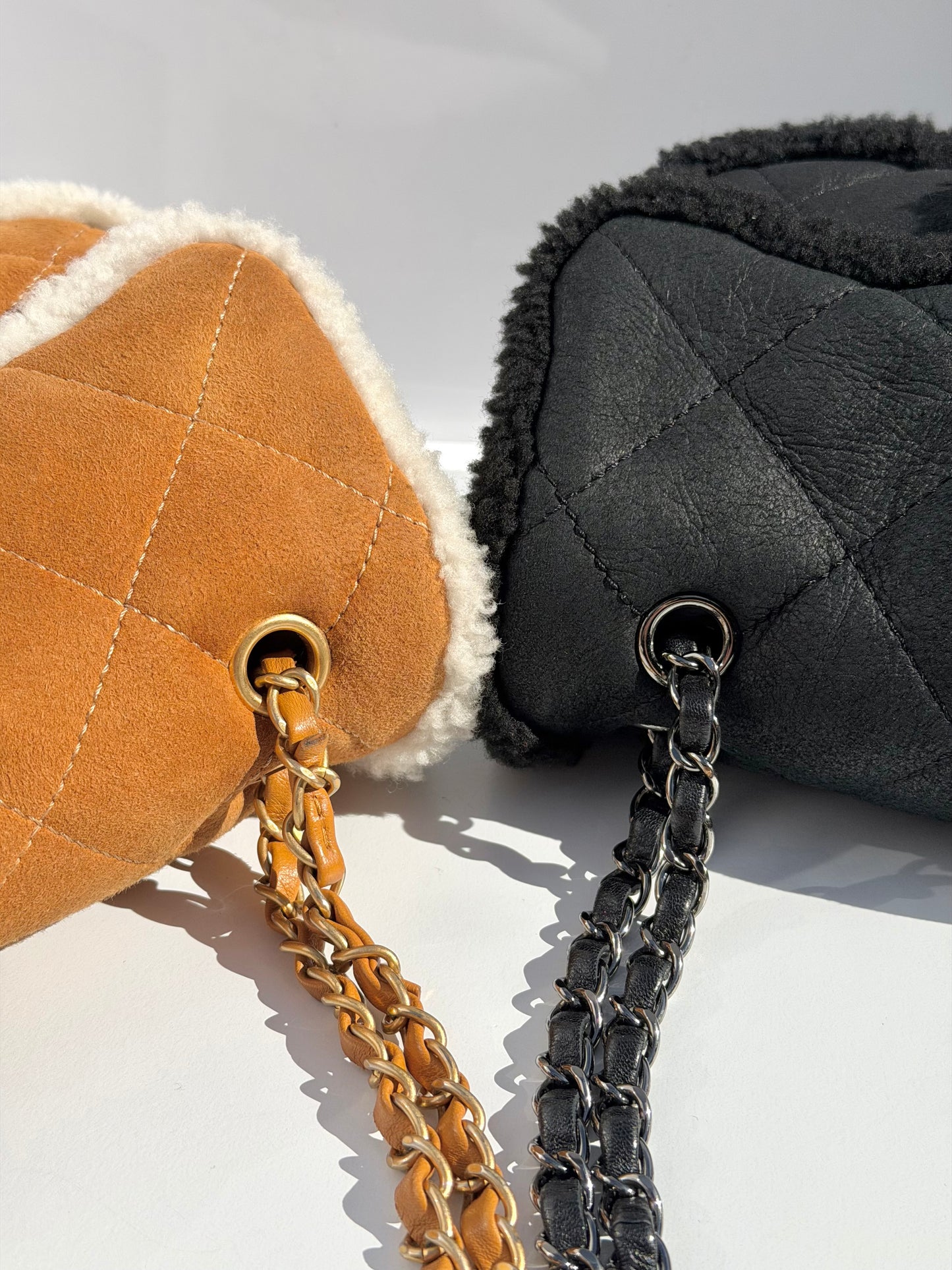 Chanel Medium Black Shearling Coco Neige Flap