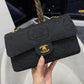 Chanel 1997 Small 24K Black Camellia Classic Flap Bag