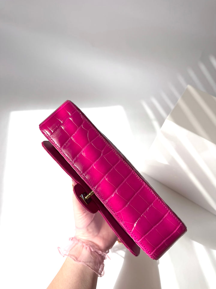 Chanel Fuchsia Alligator Medium Classic Flap Bag