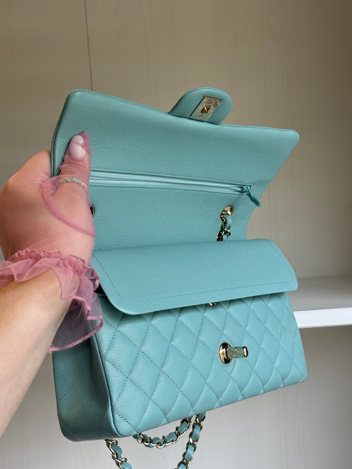 Chanel 20C Tiffany Blue Medium Caviar Flap Bag