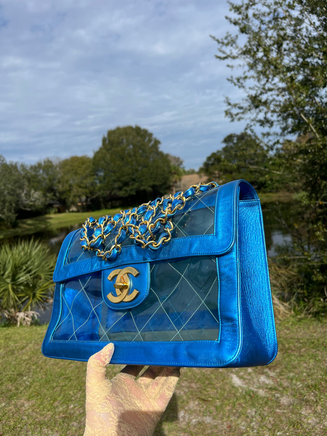 Chanel Iridescent PVC Maxi Lambskin Flap Bag