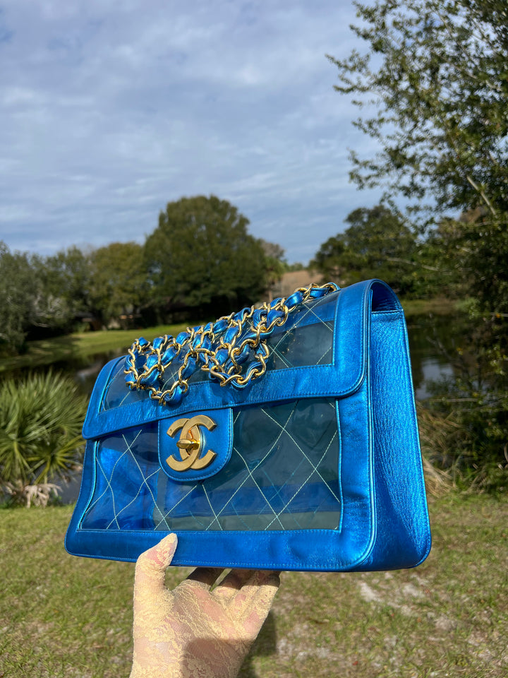 Chanel Iridescent PVC Maxi Lambskin Flap Bag