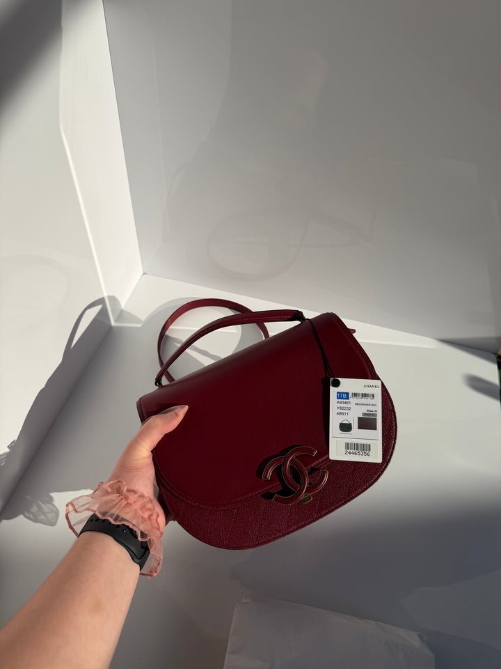 Chanel 17B Small Burgundy Coco Curve Messenger Flap Bag