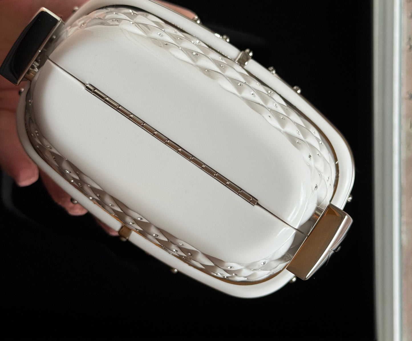 Chanel White Ski Gondola Swarovski Minaudiere