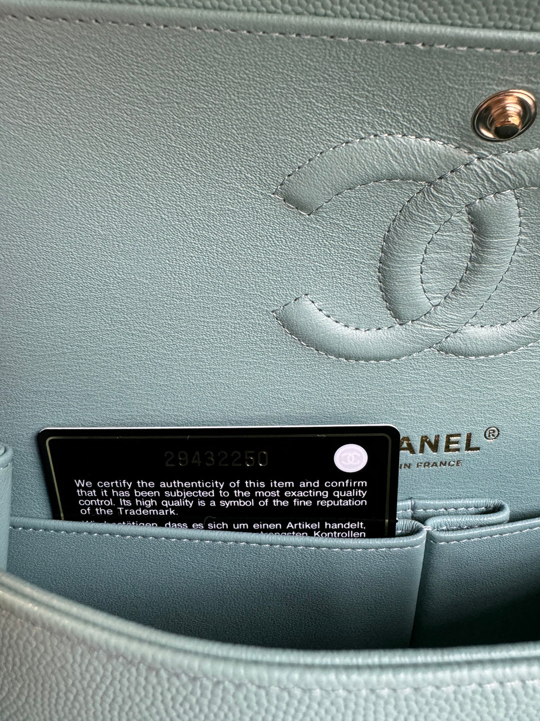 Chanel 20C Tiffany Blue Medium Caviar Flap Bag