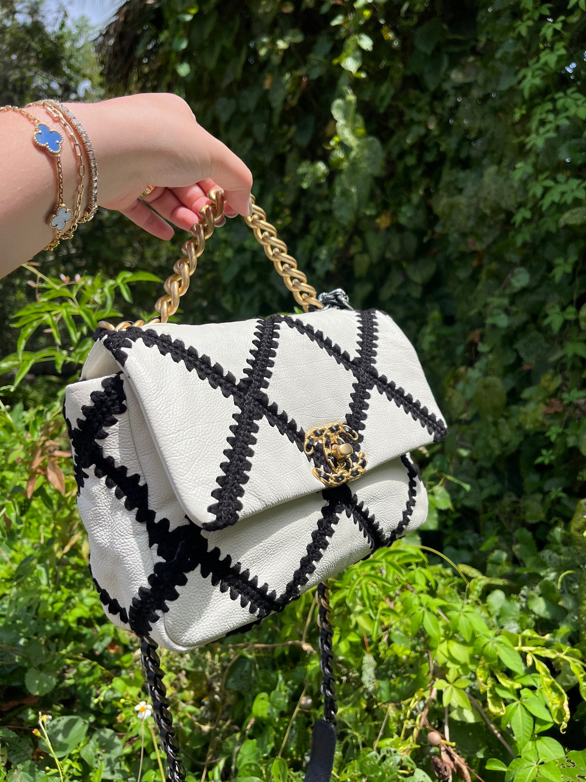 black and white chanel 19 bag