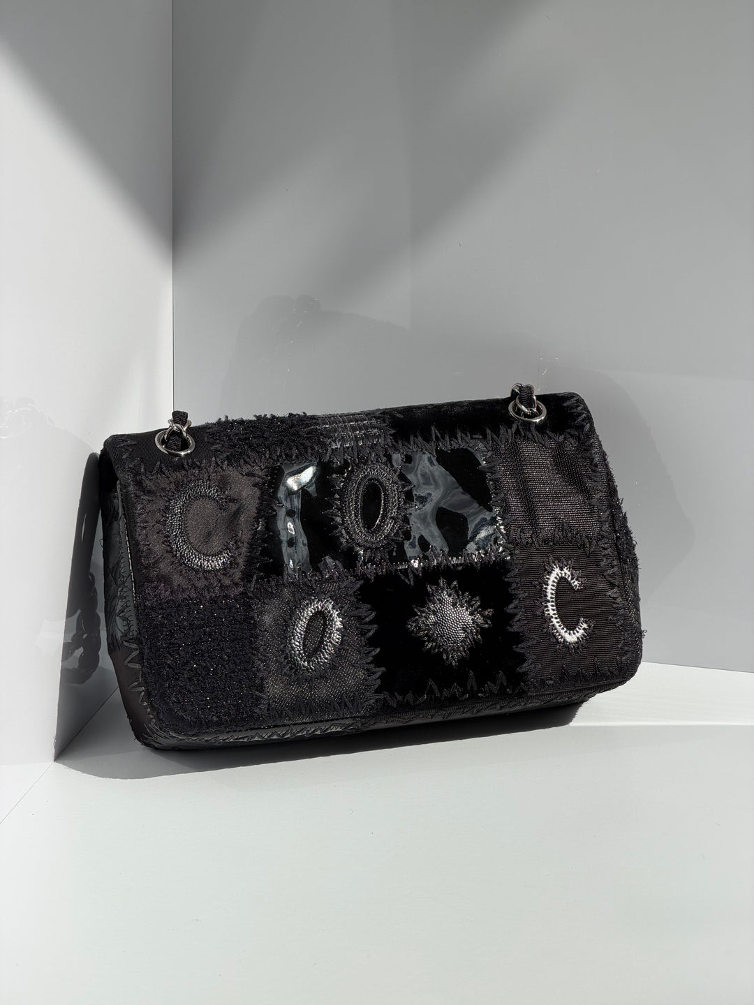 Chanel Black Patchwork Medium Single Flap Bag