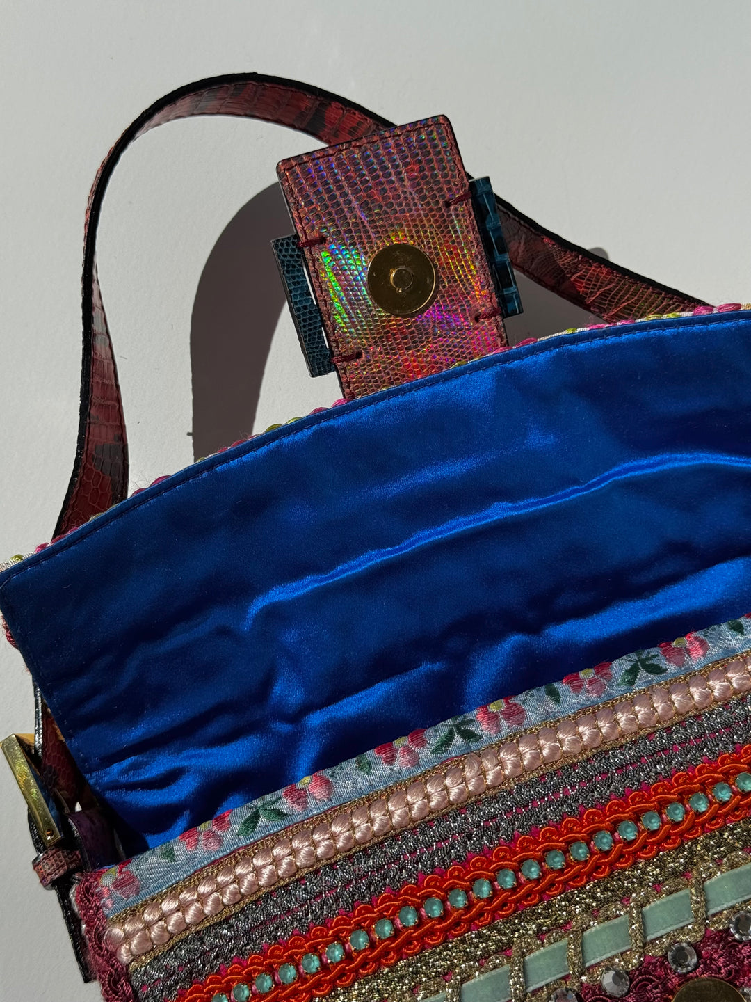 Fendi RARE Embellished Mixed Media Baguette