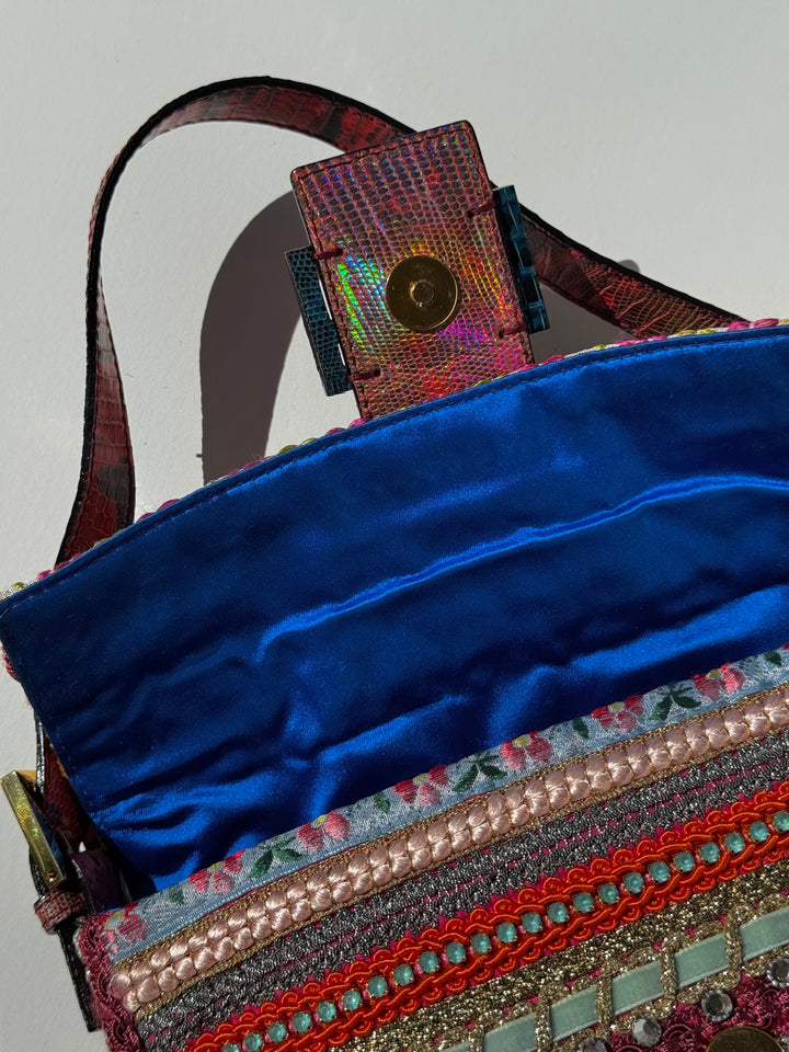 Fendi RARE Embellished Mixed Media Baguette