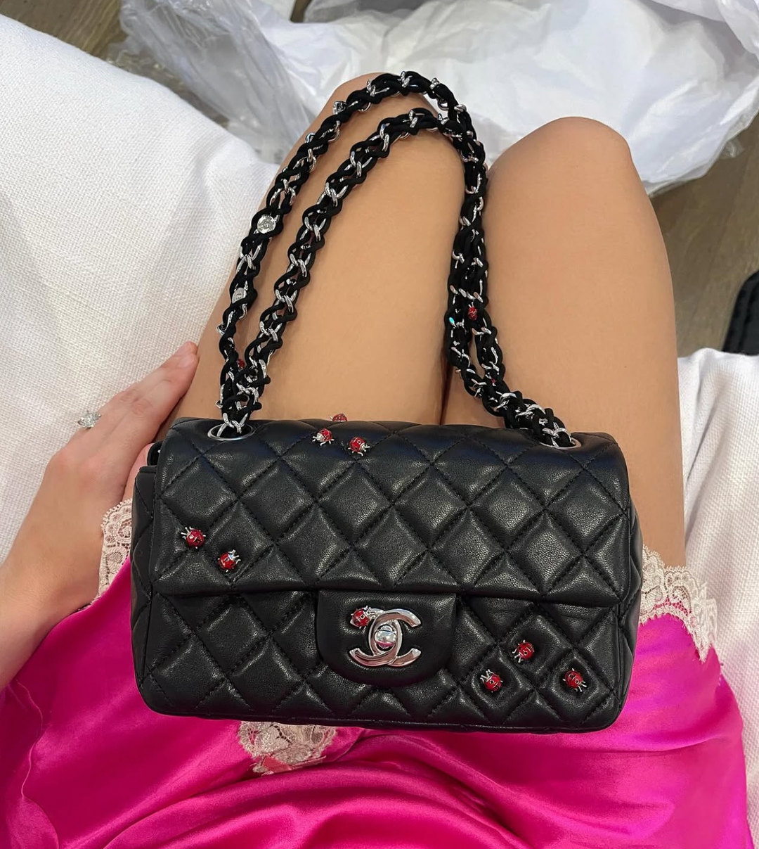 Chanel Mini Ladybug Flap Black Lambskin Silver Hardware 2011