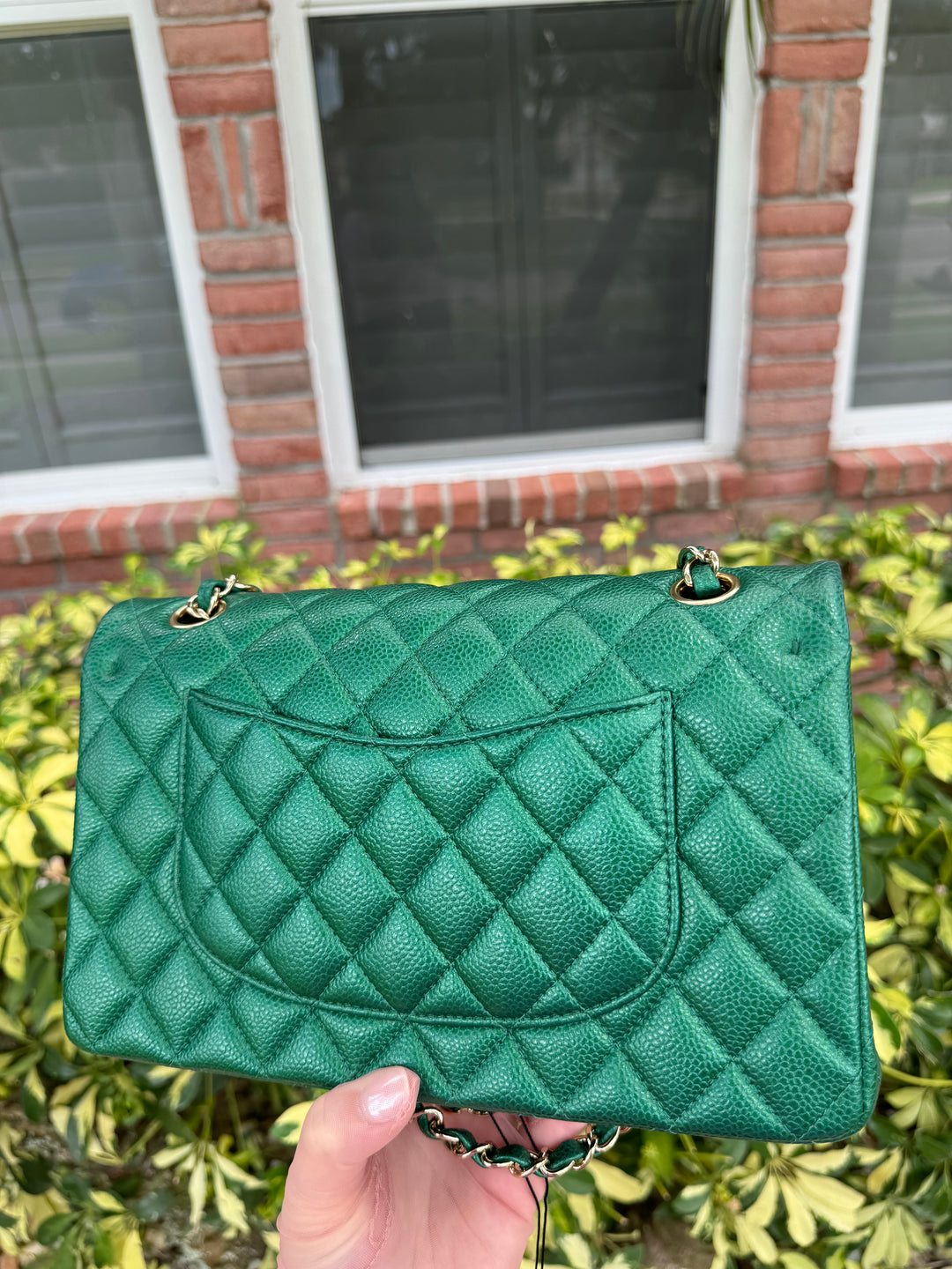 Chanel Classic Medium Double Flap Emerald Green Caviar Gold Hardware 2018