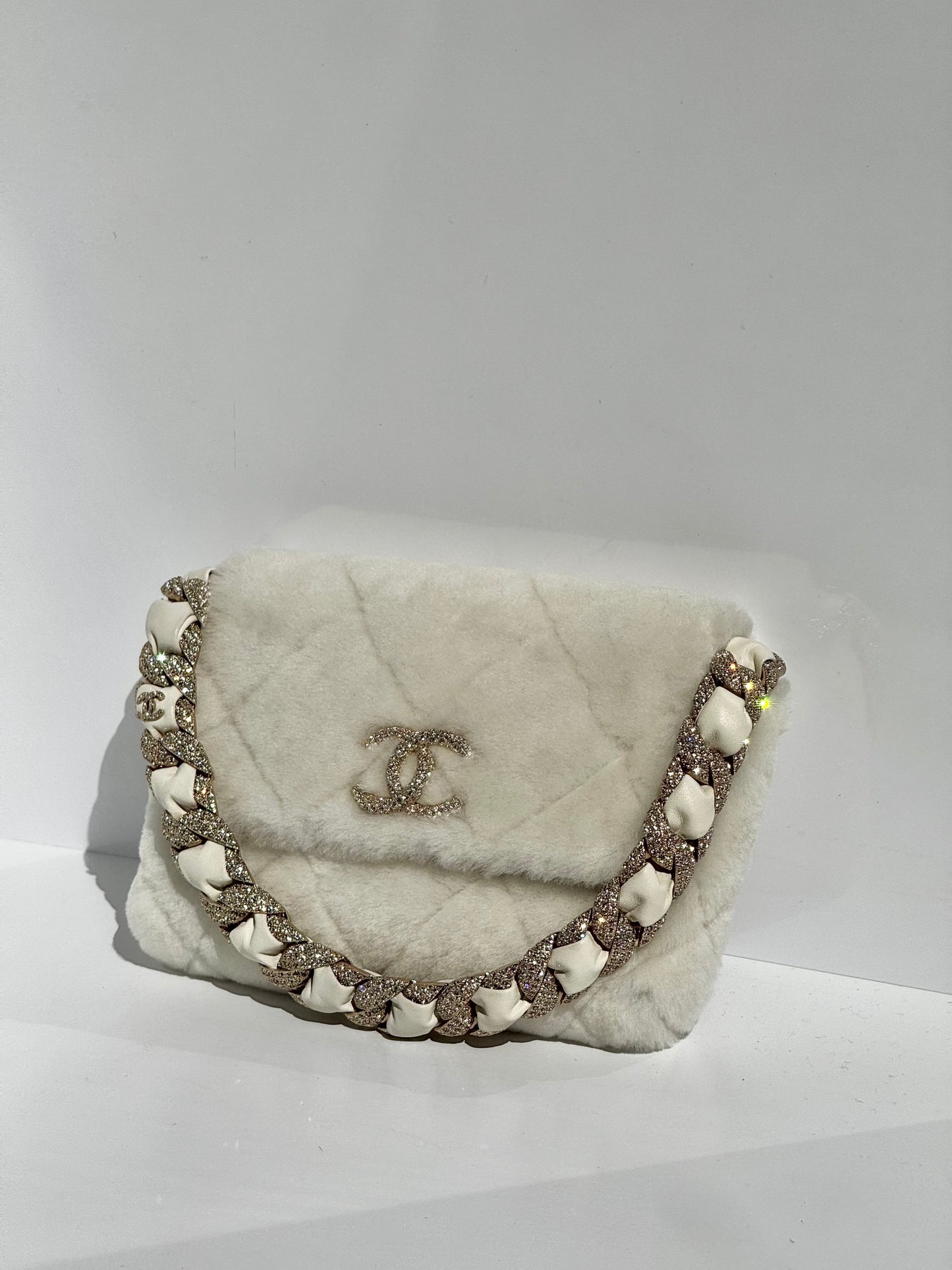 Chanel 2020 Shearling & Strass Flap Bag