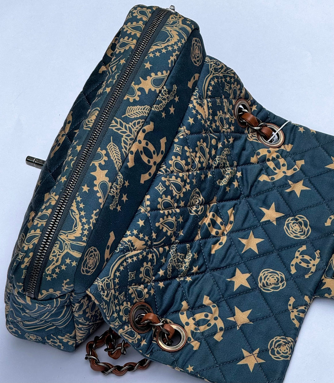 Chanel 2014 Paris Dallas Medium Teal Bandana Flap Bag