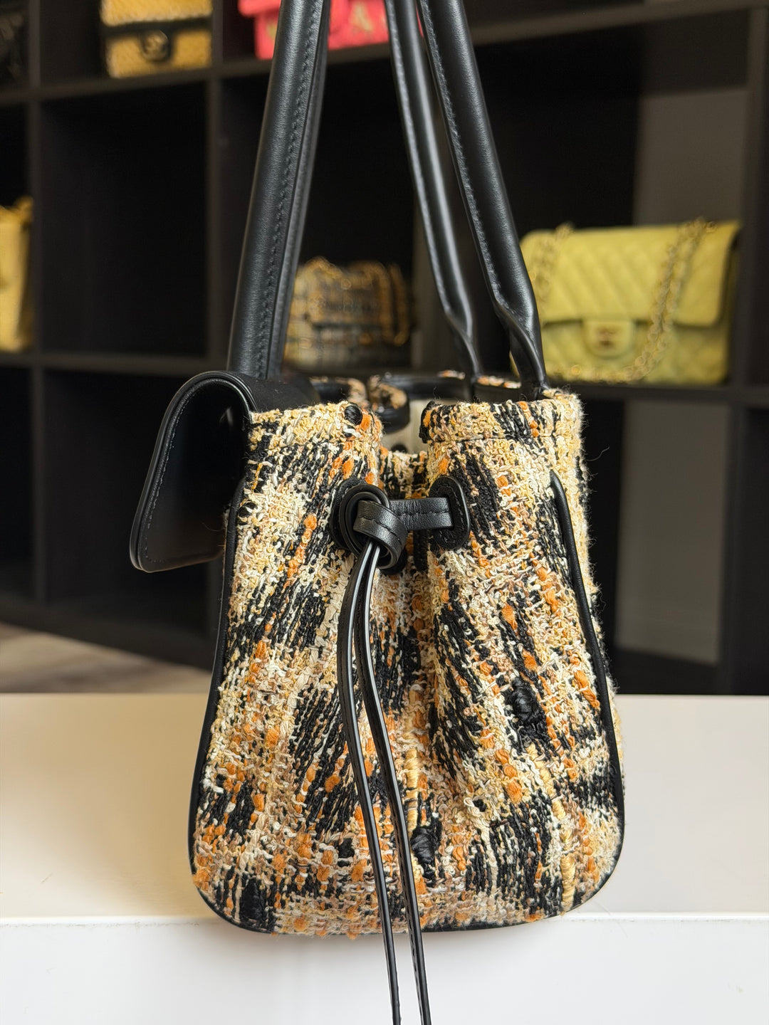 Chanel Small Shopping Bag Brown Black & White Leopard Tweed & Calfskin Gold Tone Hardware 2026