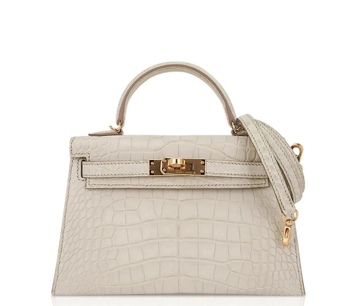 Hermes Mini Sellier Beton Matte Alligator Kelly 20