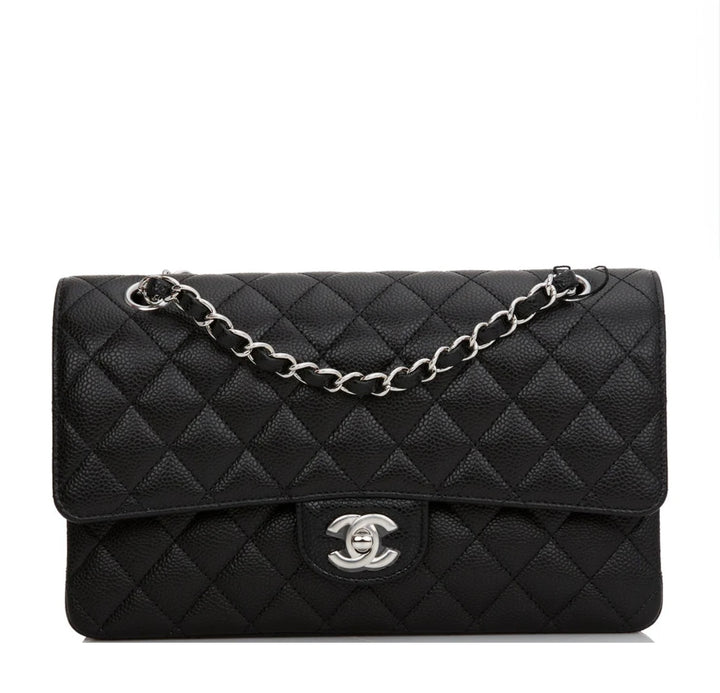 Chanel Black Medium Caviar Double Flap Bag SHW