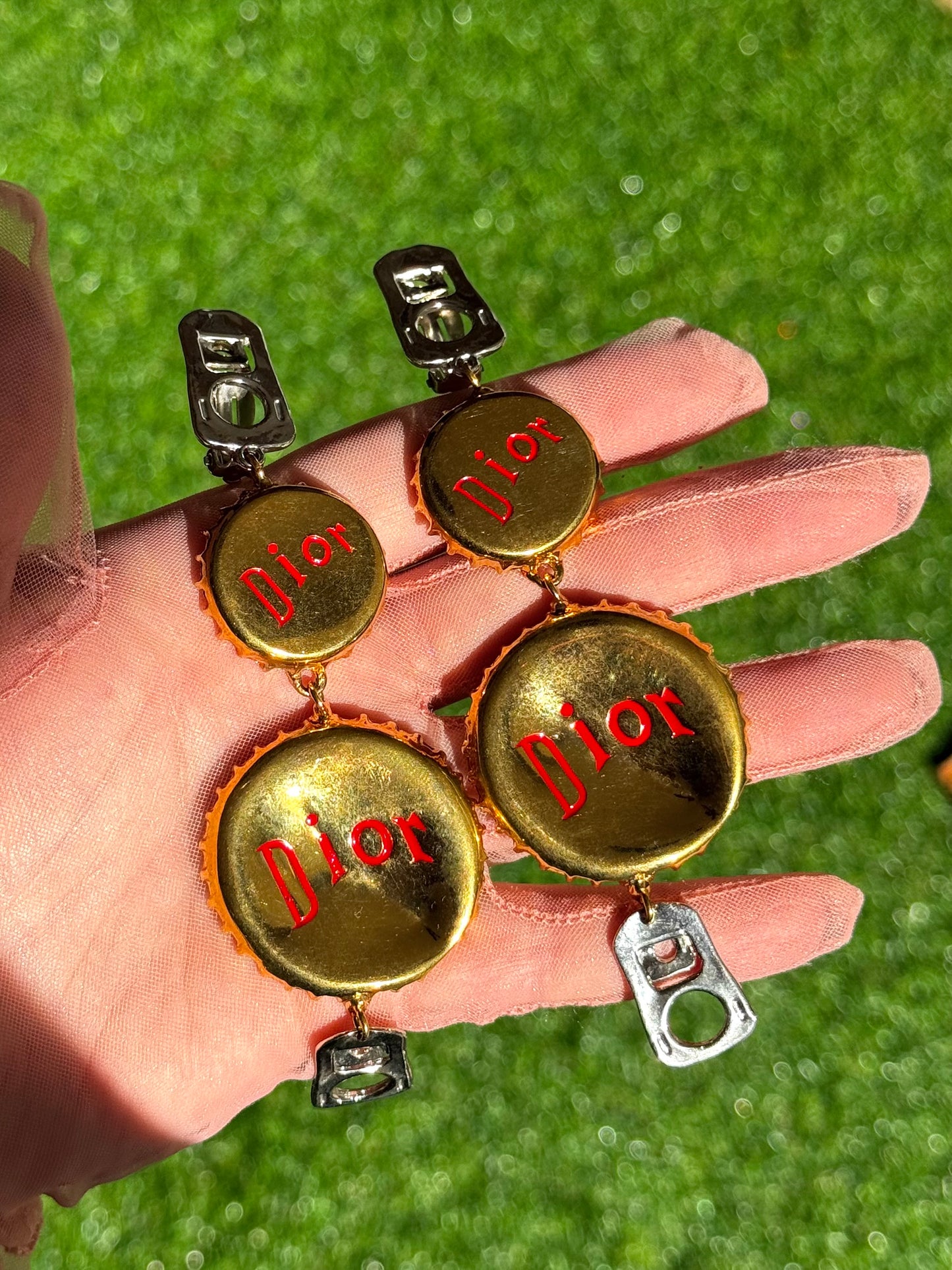 Christian Dior Vintage Bottle Cap Clip On Earrings