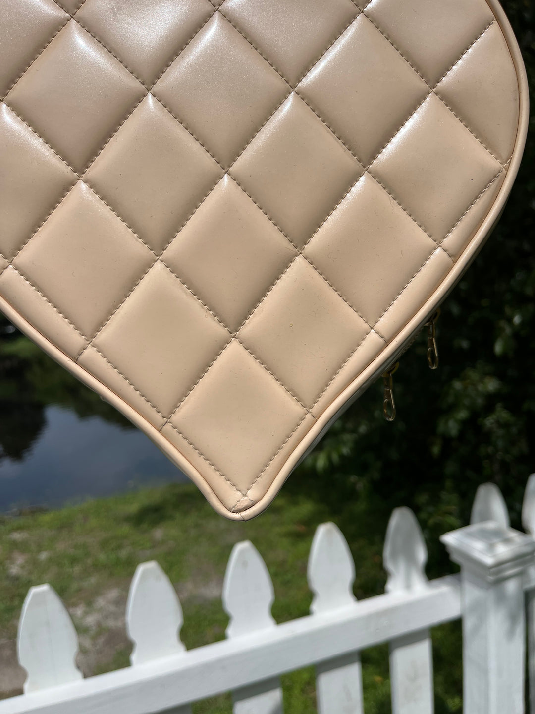 Chanel 1995 CC Beige Heart Vanity Bag