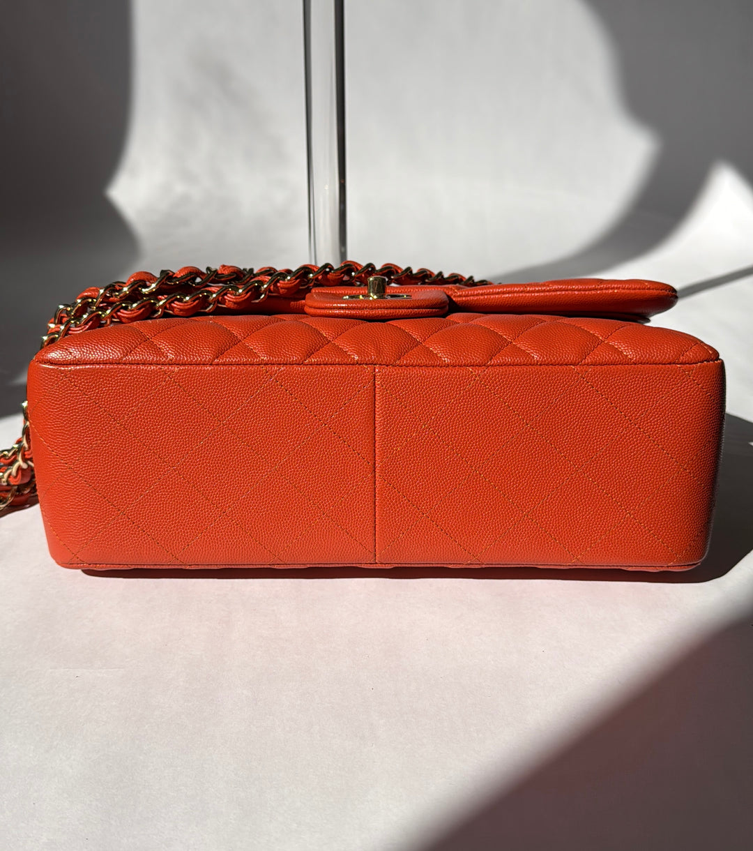 Chanel Jumbo Orange Caviar Double Flap Bag