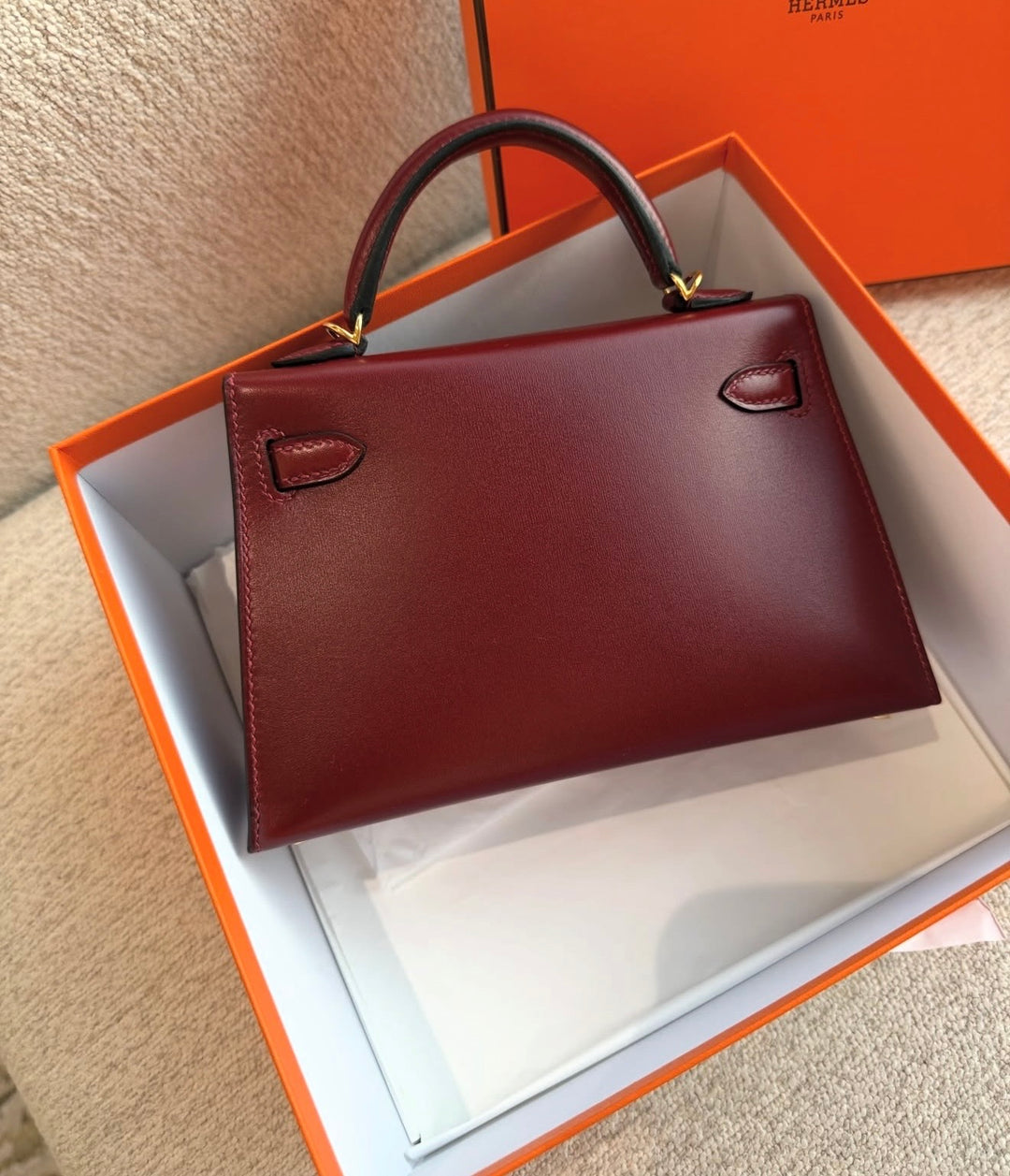 Hermès Mini Kelly Sellier 20 Rouge H Box Calf Leather Gold Hardware 2025