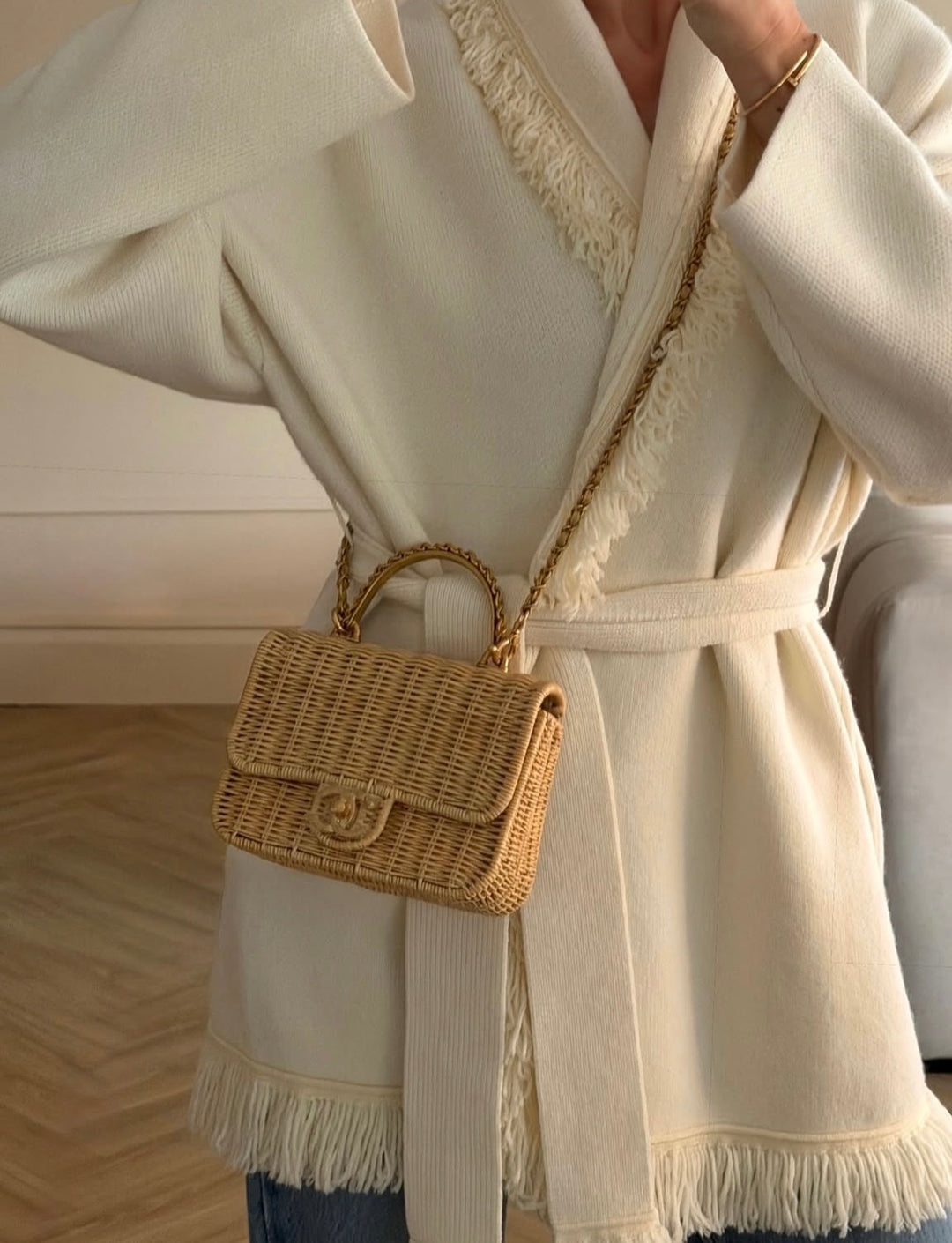 Chanel Braided Mini CC Top Handle Tan Rattan Gold Hardware 2025/26 Cruise