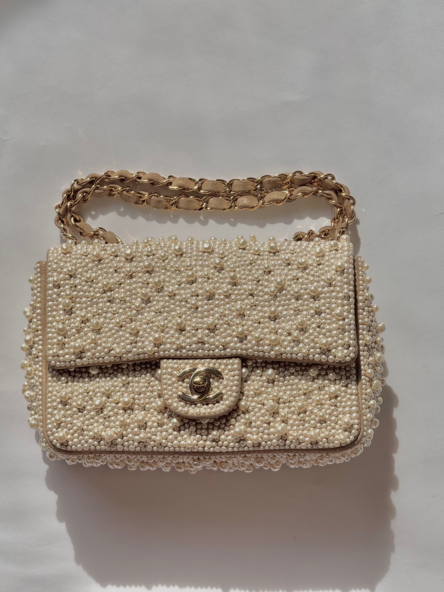 Chanel 17A Ritz Pearl Embellished Mini Rectangular Flap Bag