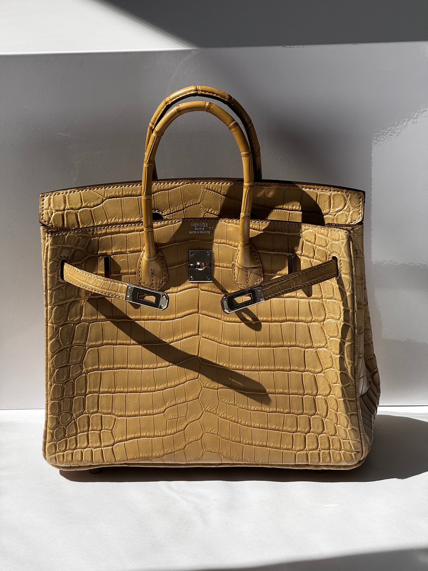 Hermes Matte Crocodile Poussiere Birkin 25 PHW