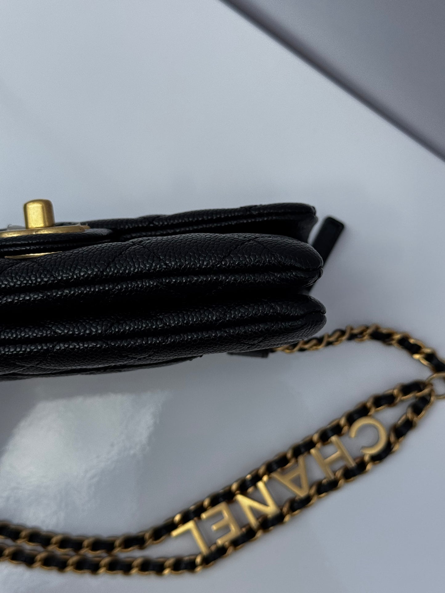 Chanel Black Shiny Caviar Pick Me Up Belt Bag