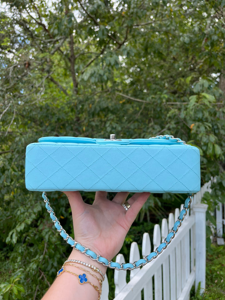 Chanel 21S Blue Neon Lambskin Medium Flap Bag