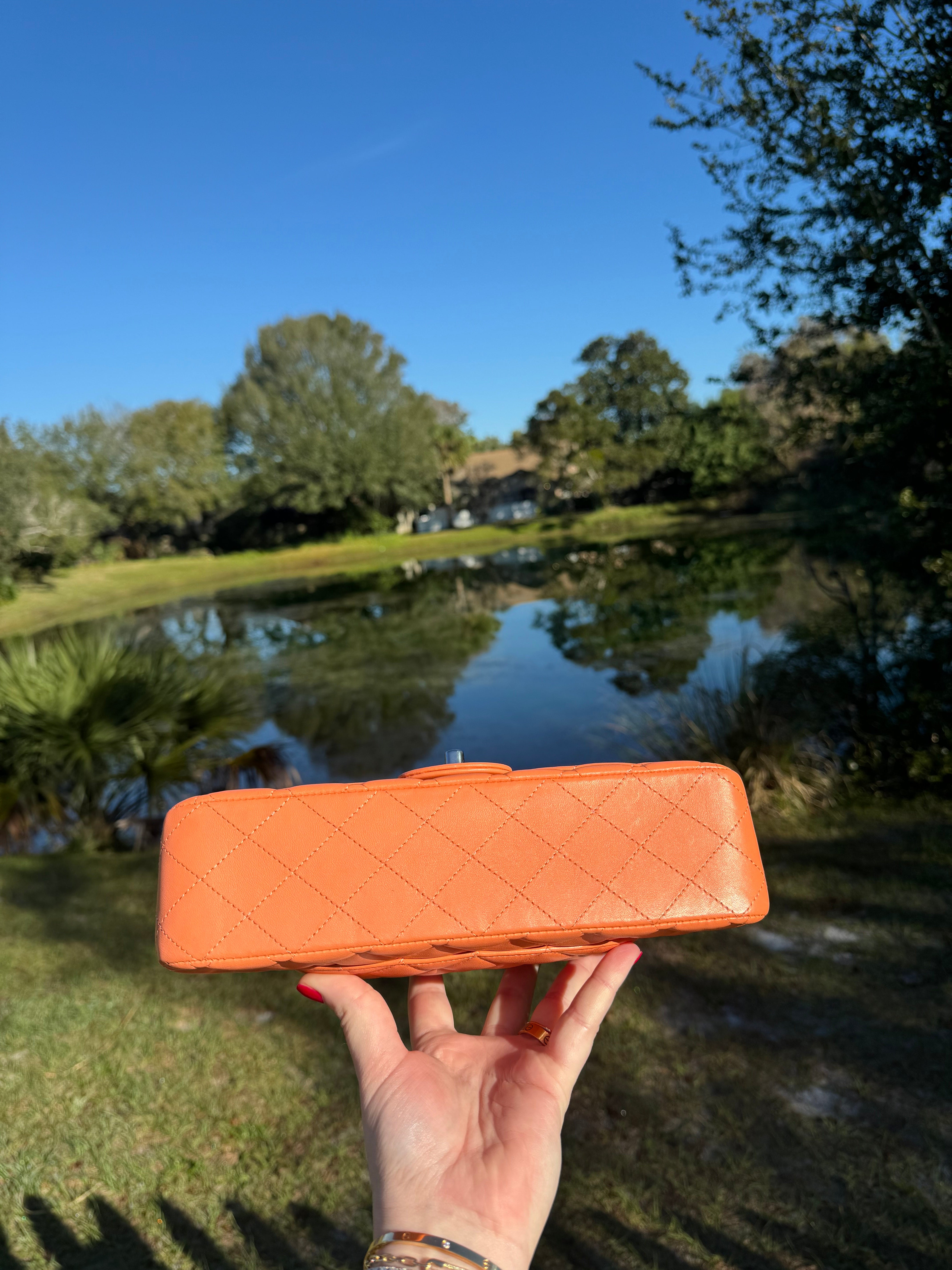 シャネル ディオール フレグランス レディース オレンジ 0329-S5699s Chanel 21S Orange Neon Lambskin Medium Flap Bag – Its A Luv Story
