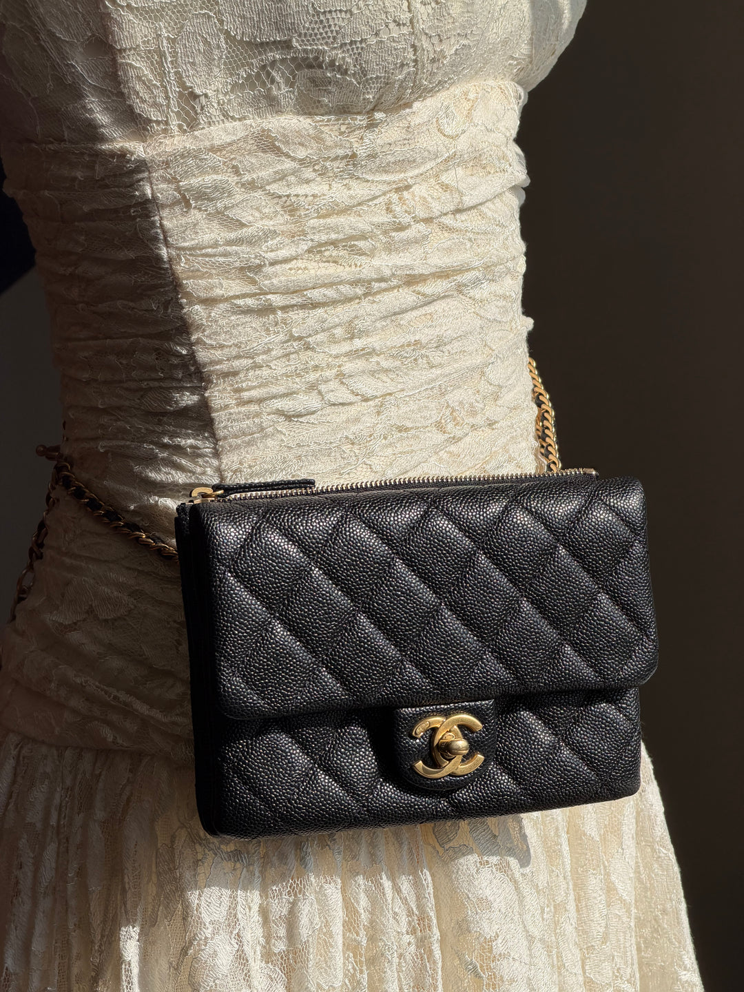 Chanel Pick Me Up Belt Bag Black Shiny Caviar Gold Hardware 2022