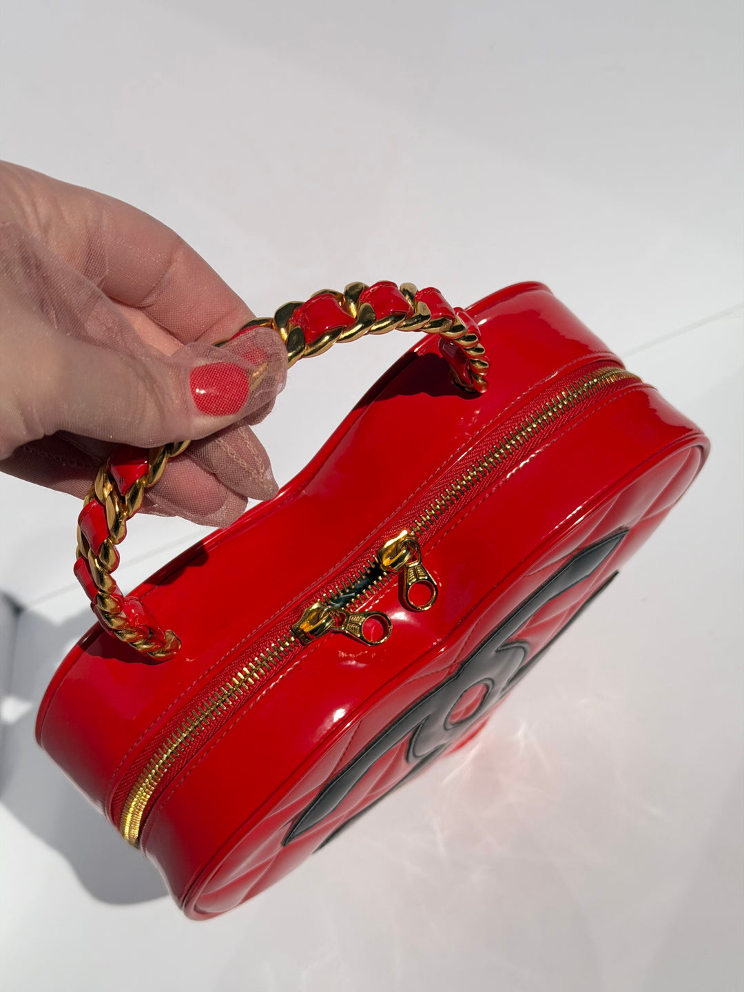 Chanel Barbie Red Heart Vanity Bag 24K Gold-Plated Hardware 1995