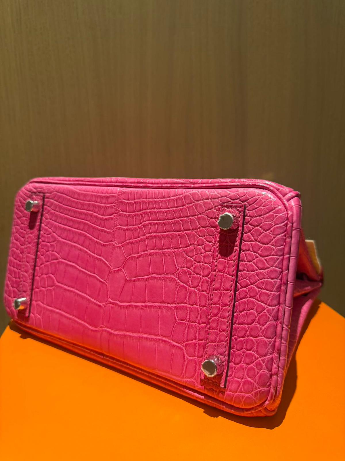 Hermes Rose Shocking Matte Alligator Birkin 25
