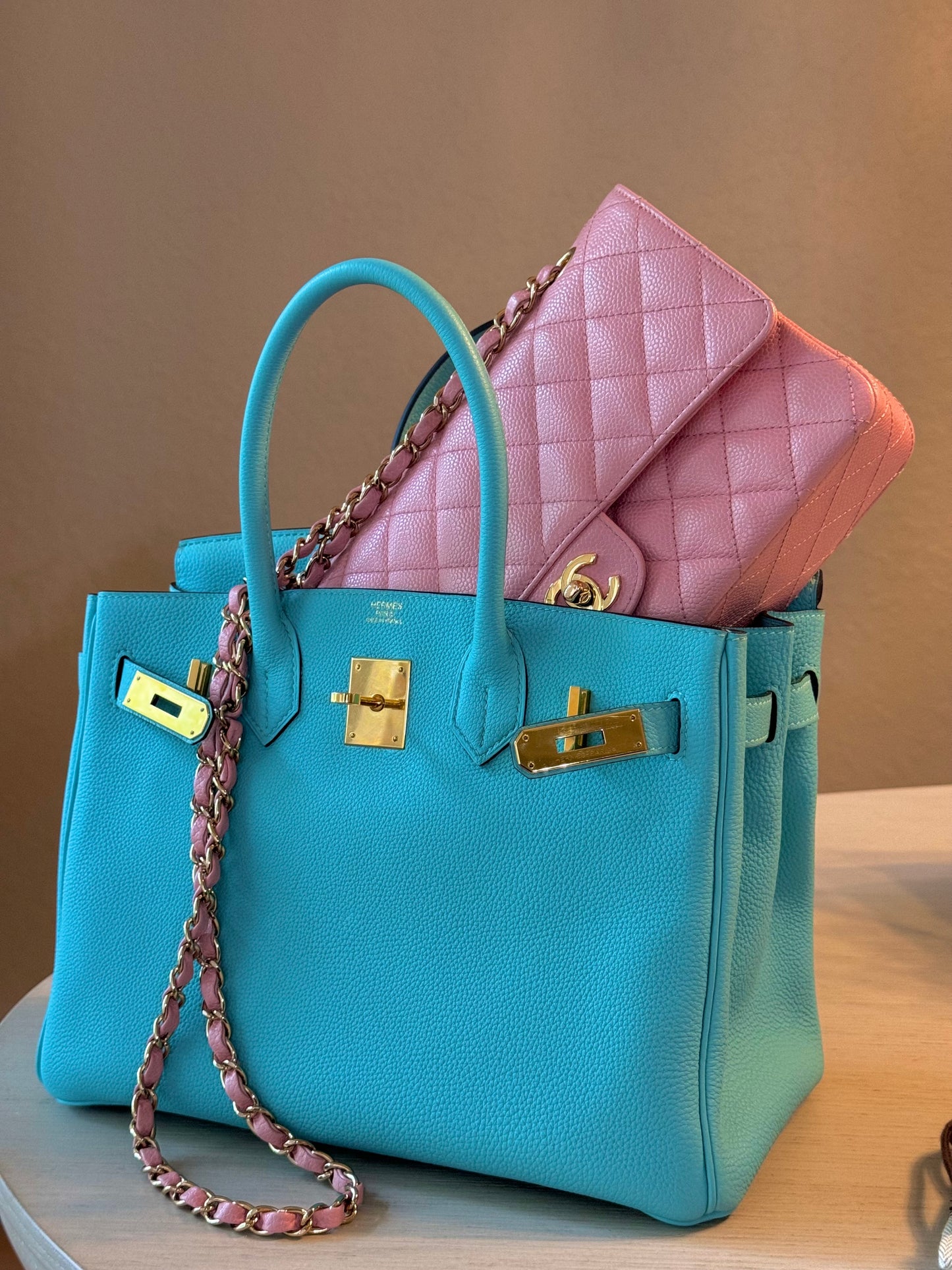 Hermes 2015 Bleu Atoll Togo Birkin 30